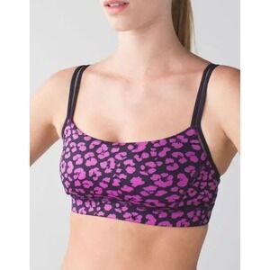 Lululemon Free To Be Wild Bra Pink Black Leopard Print Size 10